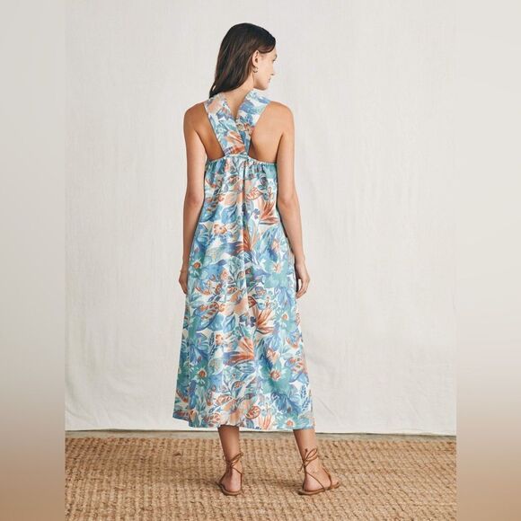 Faherty Bay Twist Dress Paradise Blossom Floral Front Slit Sleeveless Size XL - Picture 3 of 12